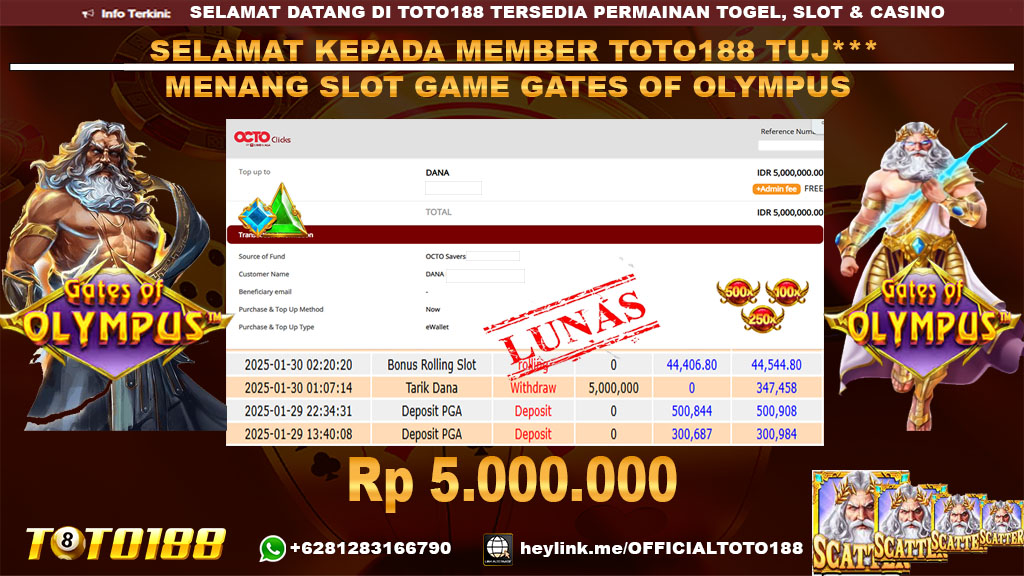 Bukti JP Kemenangan SLOT GAME GATES OF OLYMPUS 30 JAN 25