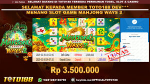 Bukti JP Kemenangan SLOT GAME MAHJONG WAYS 2 20 FEB 25