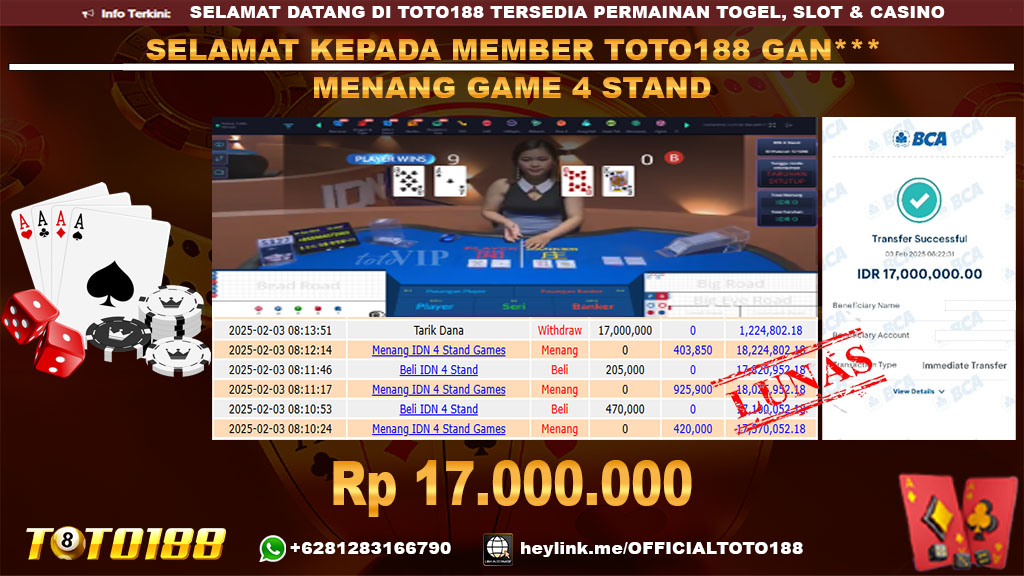 Bukti JP Kemenangan GAME 4 STAND 03 FEB 2025
